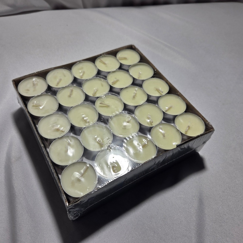 Amari Unscented Tea Light Candles 100 Ct White Vegetable Wax Mosaic Bath & Spa